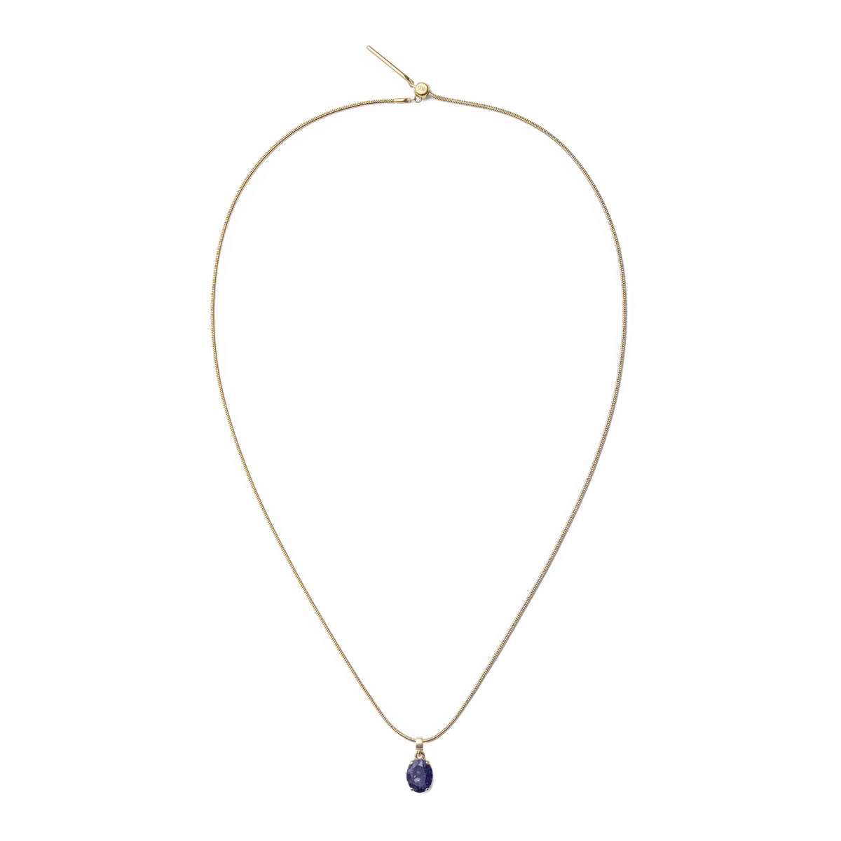 Blue Spot Oval Gold Charm