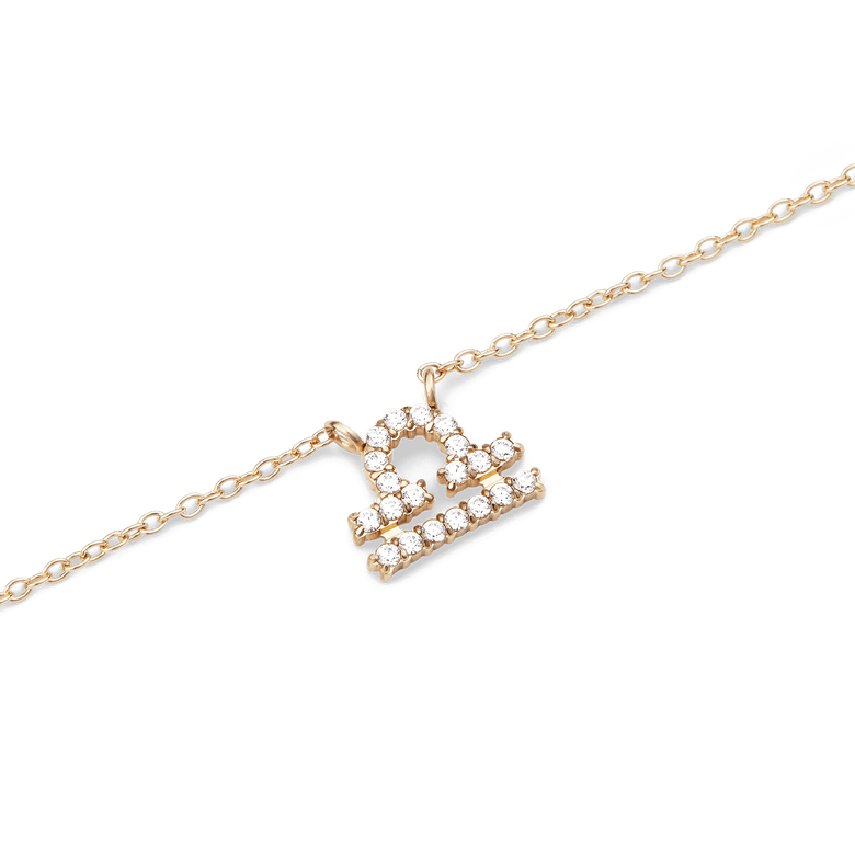Crystal Zodiac Chain Necklace Gold