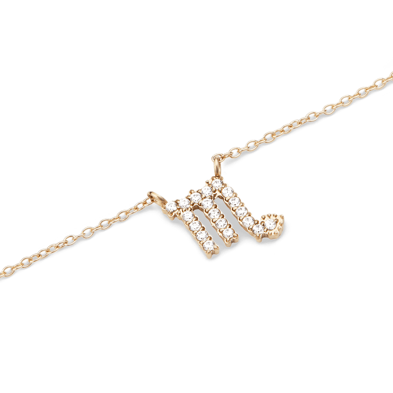 Crystal Zodiac Chain Necklace Gold
