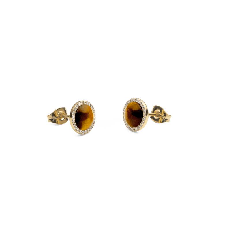 Audrey Earrings Tiger Eye Gold