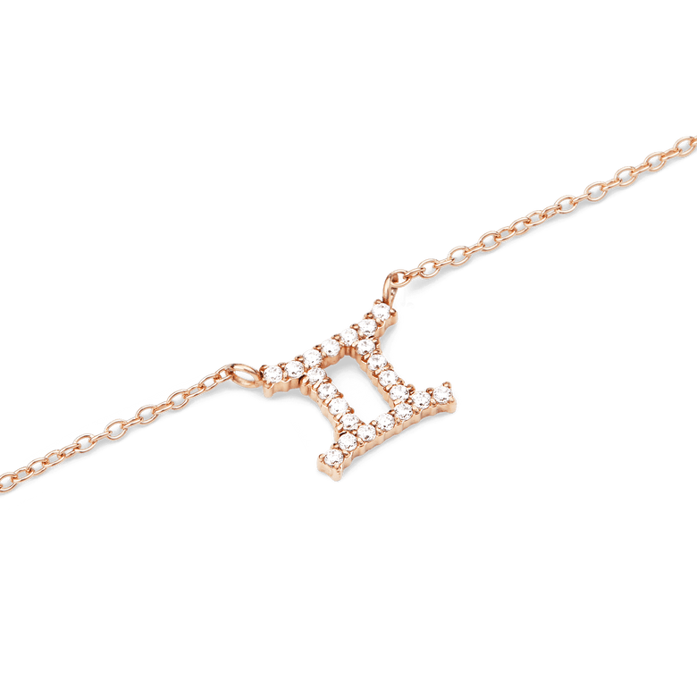 Crystal Zodiac Chain Necklace Rose Gold