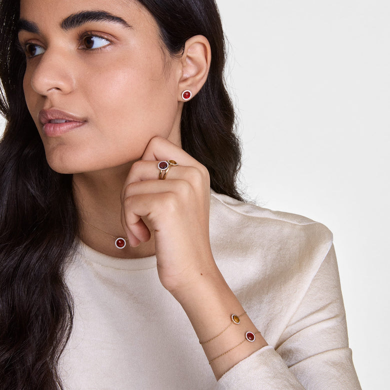 Audrey Ring Red Agathe Silver
