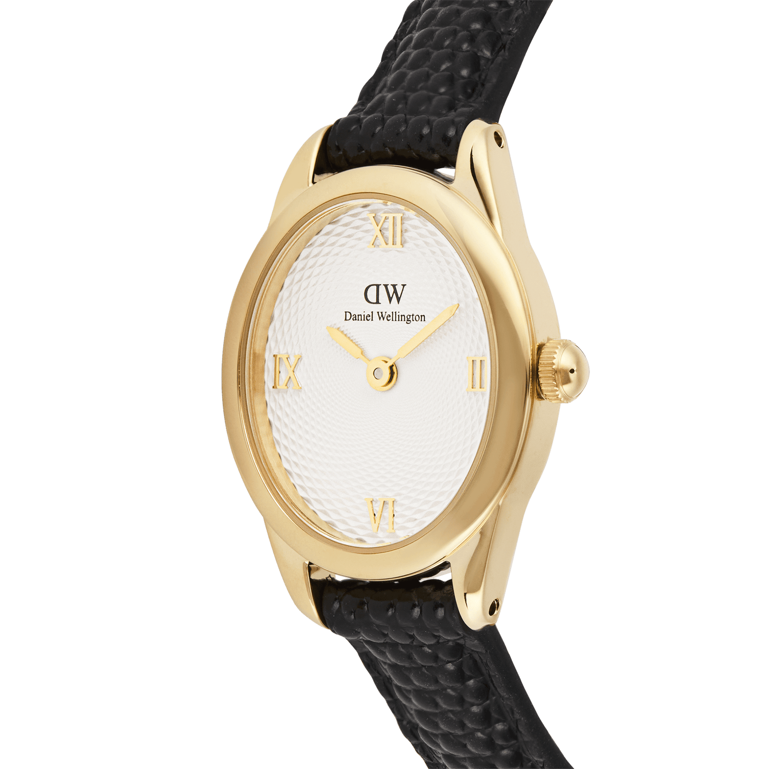 Ophelia Mini Black Lizard White Guilloché Gold