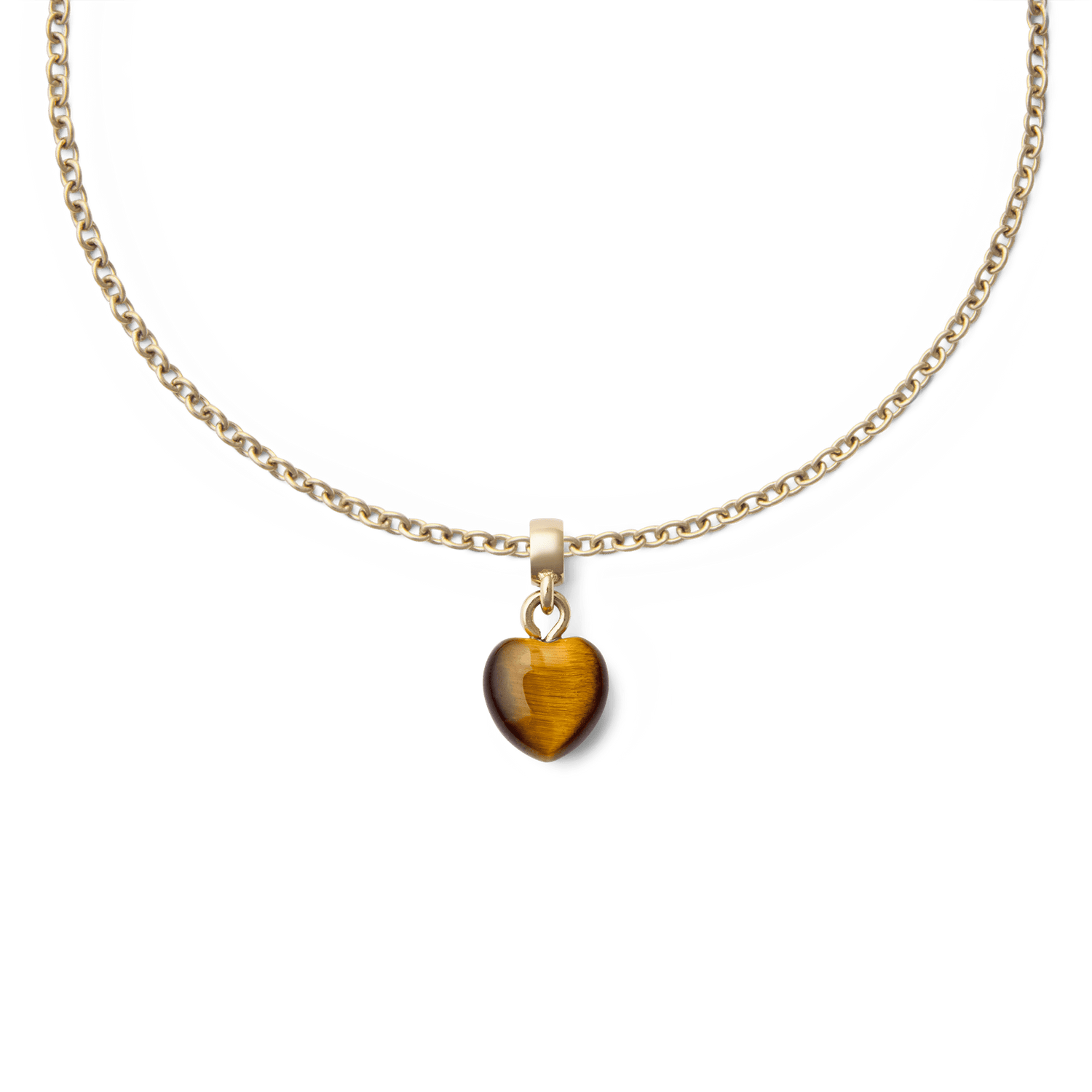 Tiger-eye Heart Gold Charm