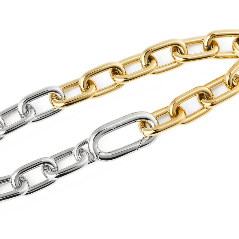 Contrast Link Bracelet Two Tone Gold