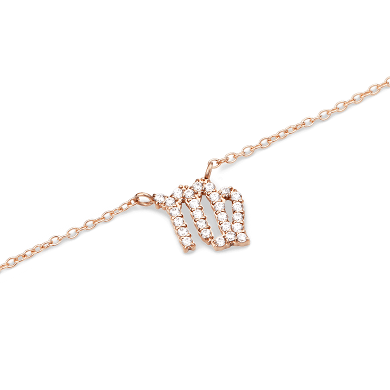 Crystal Zodiac Chain Necklace Rose Gold
