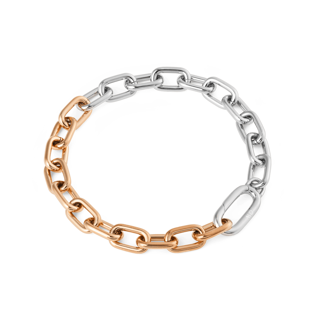 Contrast Link Bracelet Two Tone Rose Gold