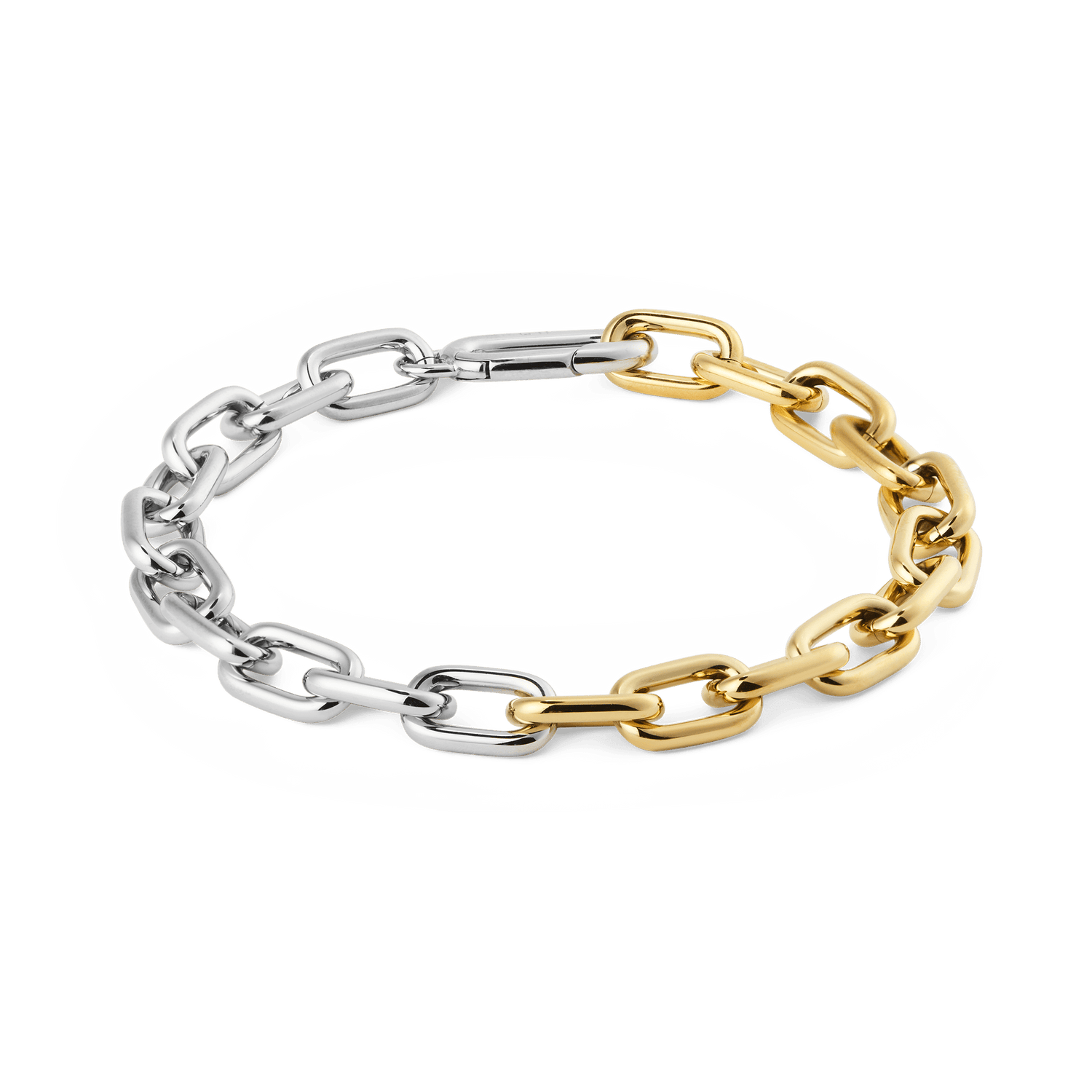 Contrast Link Bracelet Two Tone Gold
