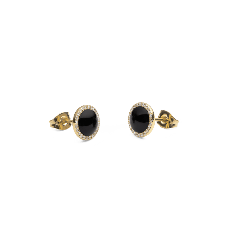 Audrey Earrings Black Agathe Gold