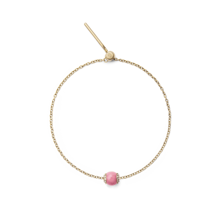 Rhodonite Crystal Orb Gold Charm
