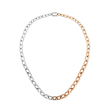 Contrast Link Necklace Two Tone Rose Gold