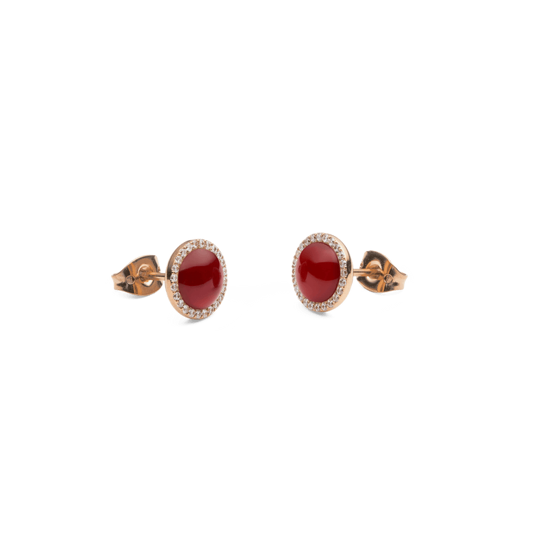 Audrey Earrings Red Agathe Rose Gold