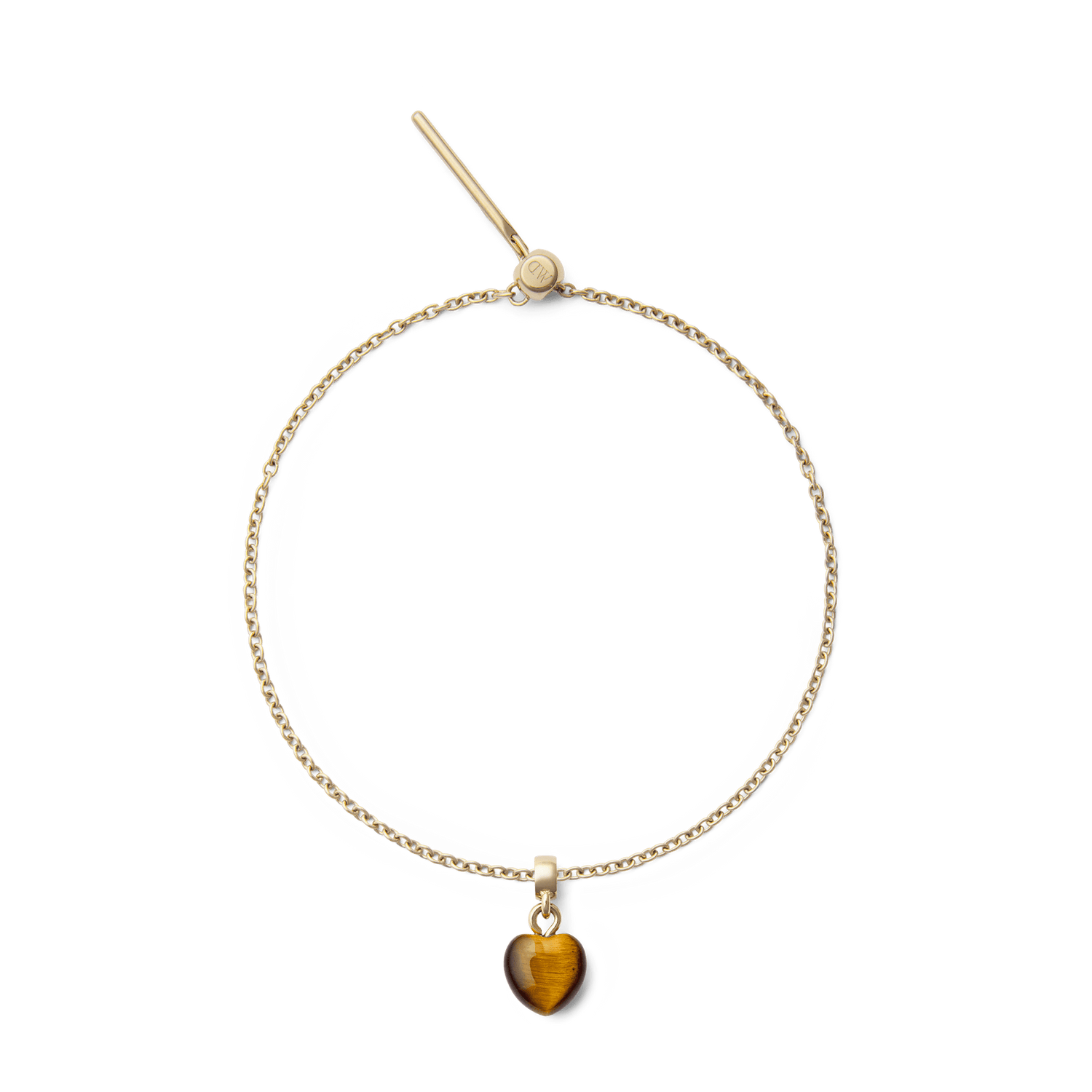 Tiger-eye Heart Gold Charm