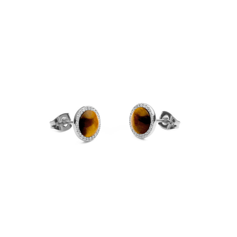 Audrey Earrings Tiger Eye Silver