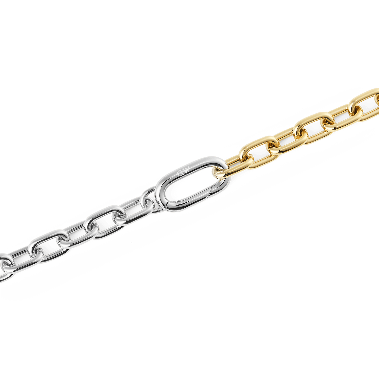Contrast Link Necklace Two Tone Gold
