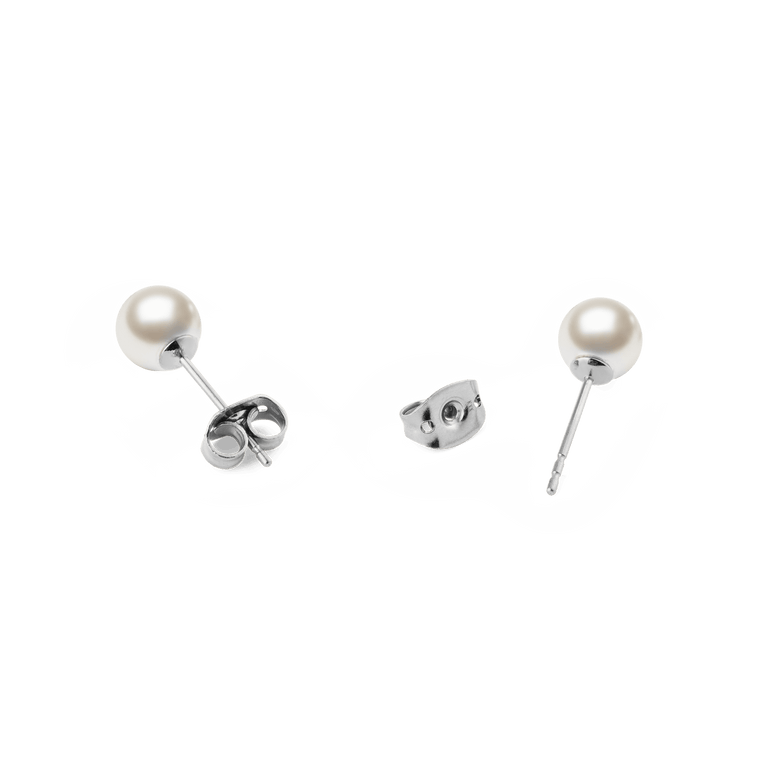 Pearl Stud Earrings Silver